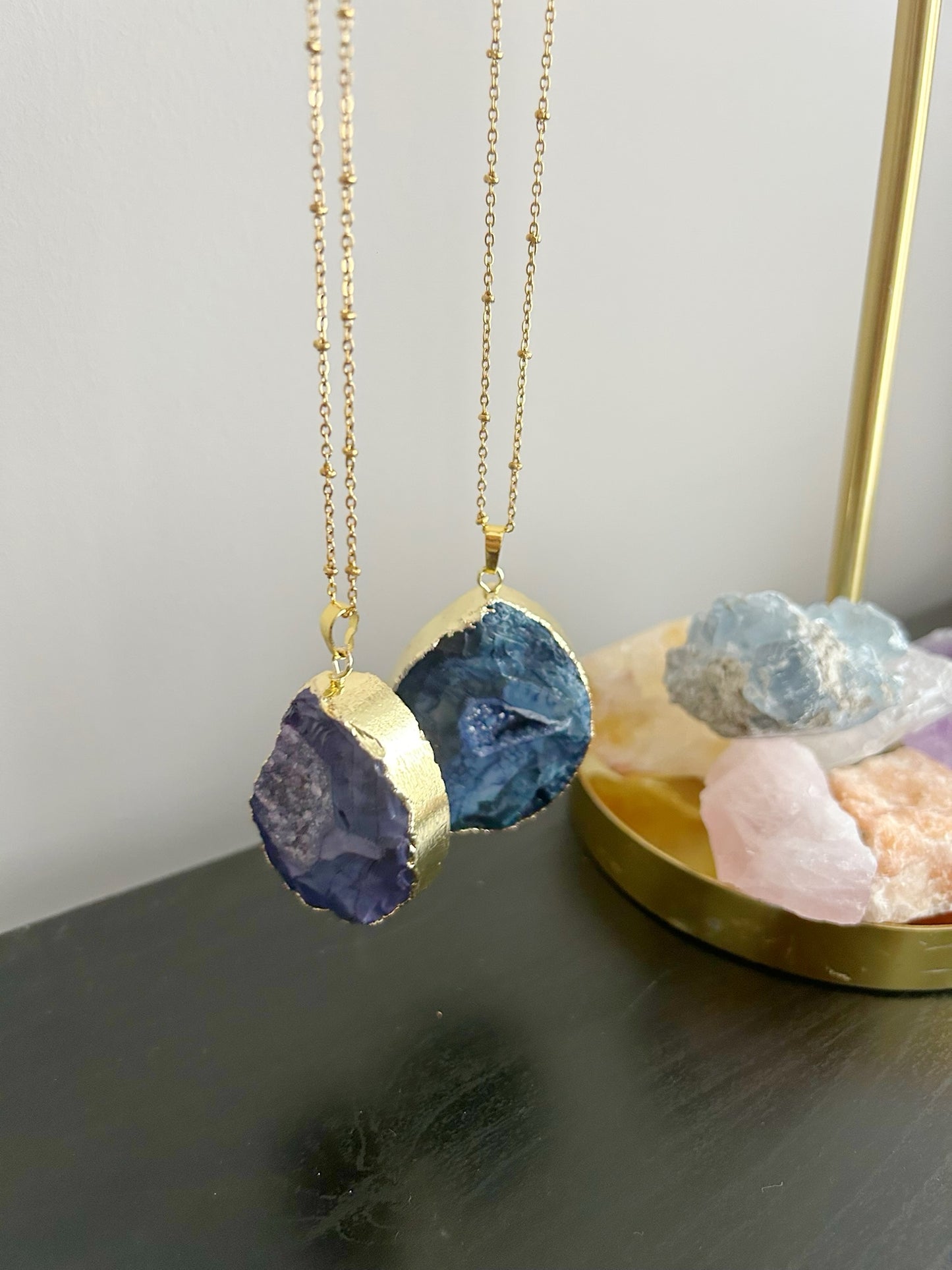 Ketting Druzy Agaat blauw