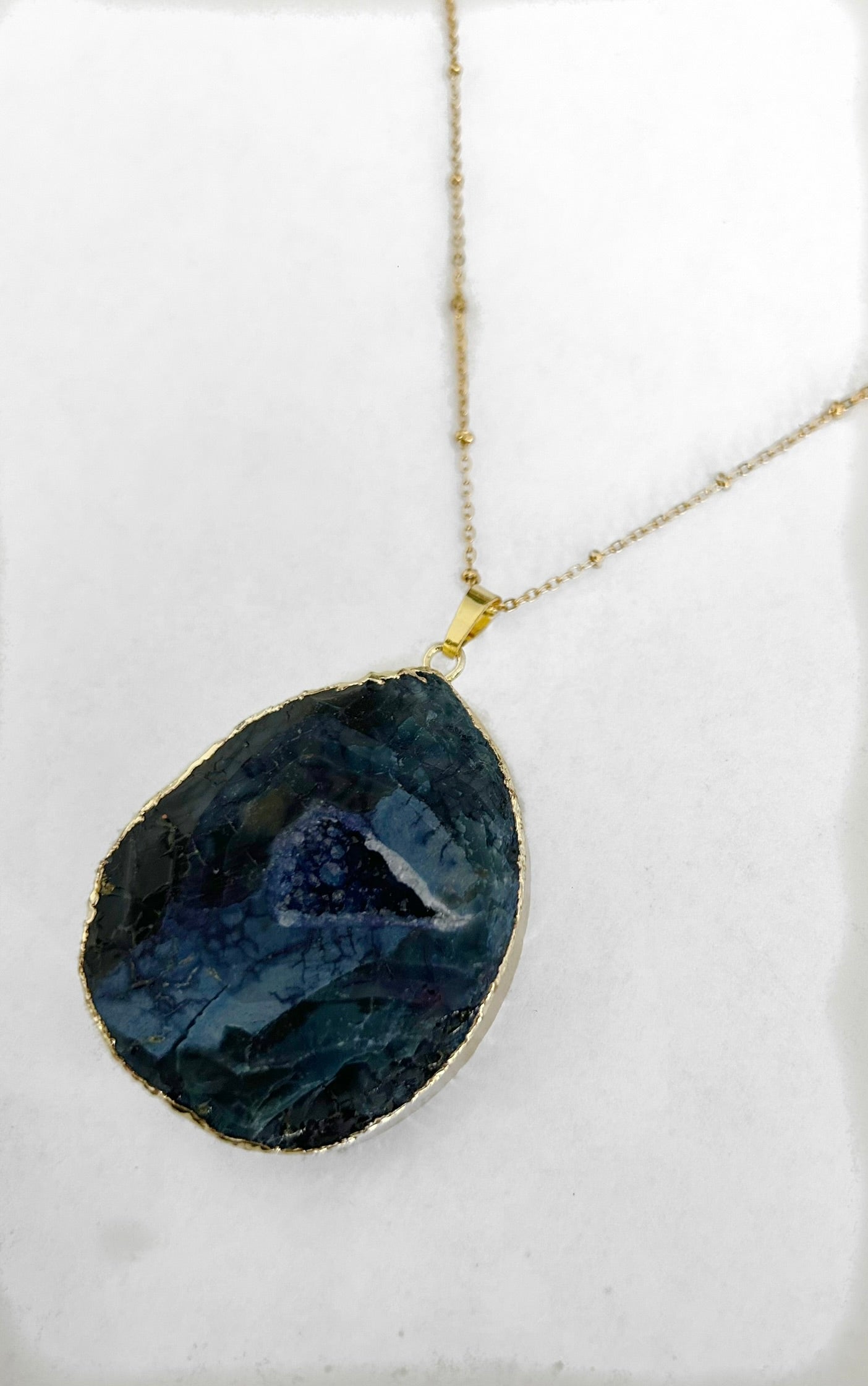 Ketting Druzy Agaat blauw