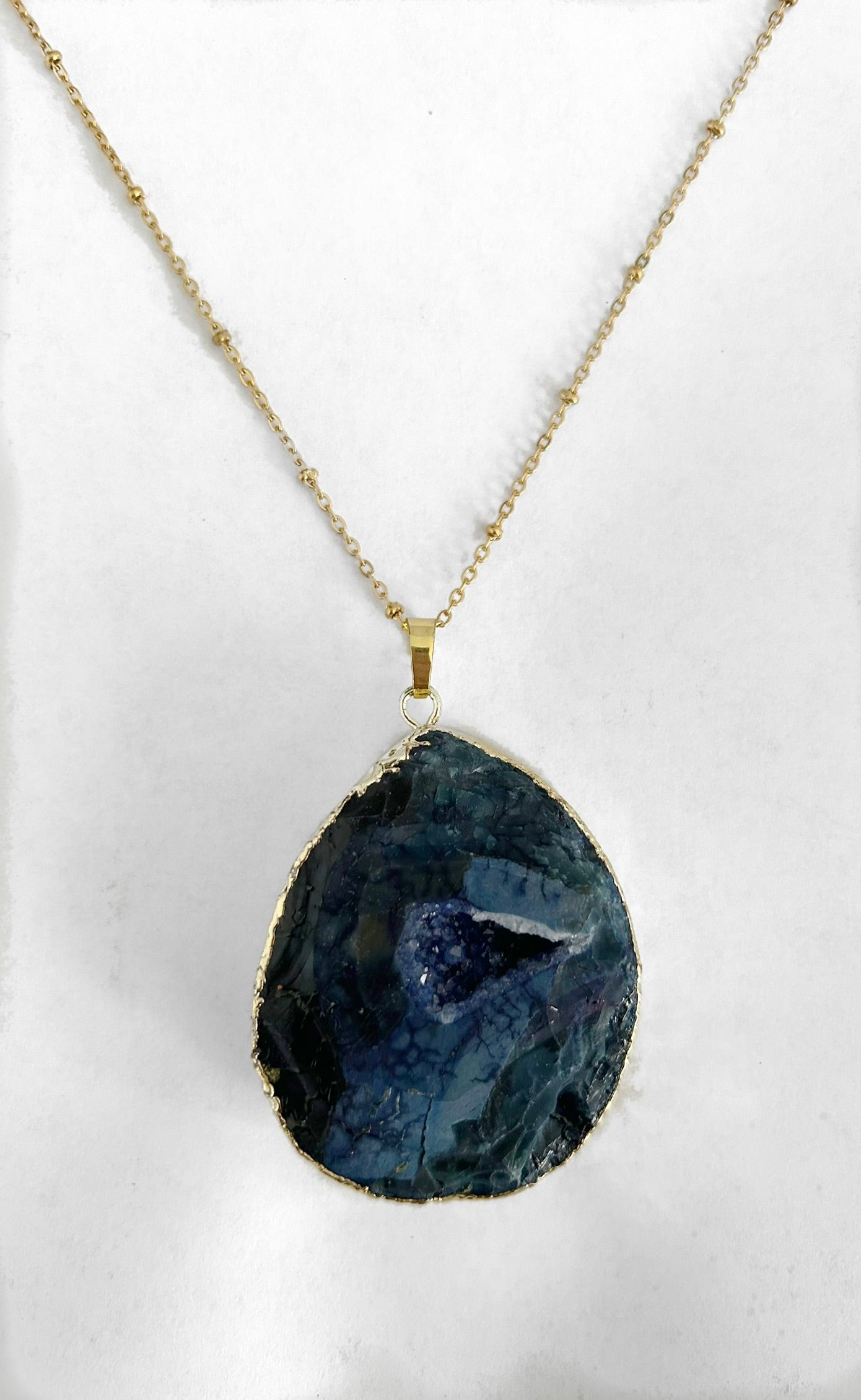 Ketting Druzy Agaat blauw