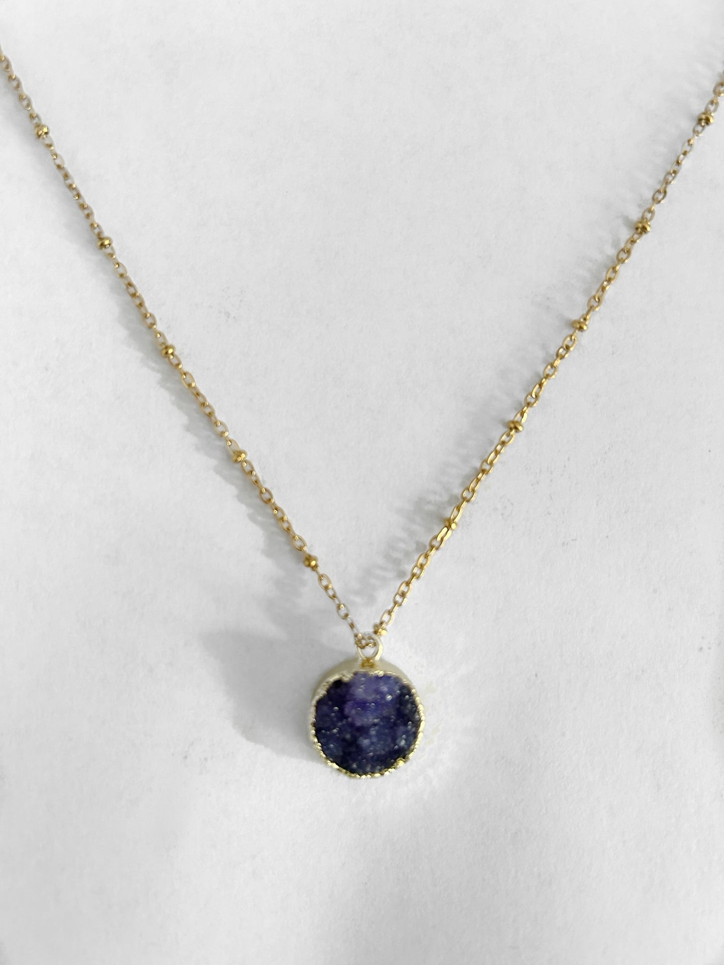 Ketting druzy agaat blauw