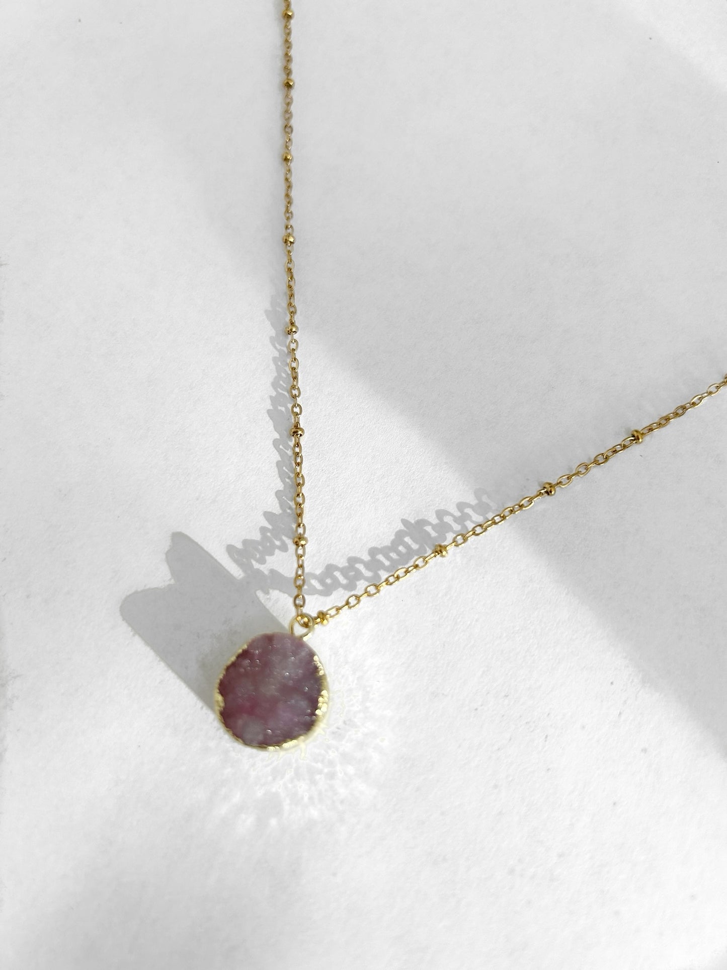 Ketting Druzy Agaat roze