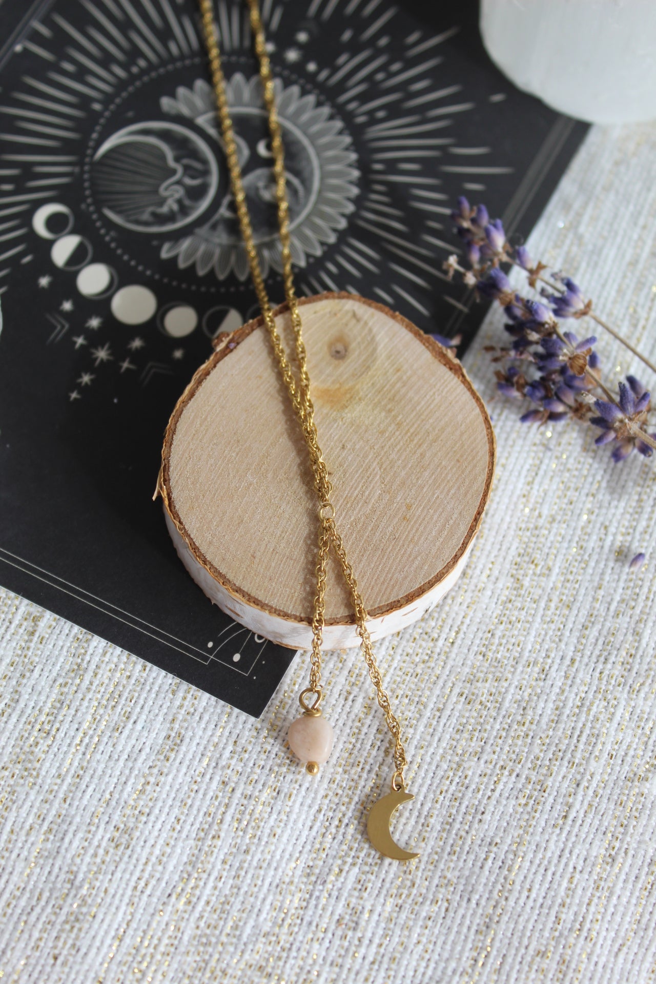 Nightfall sparkle ketting - nude maansteen