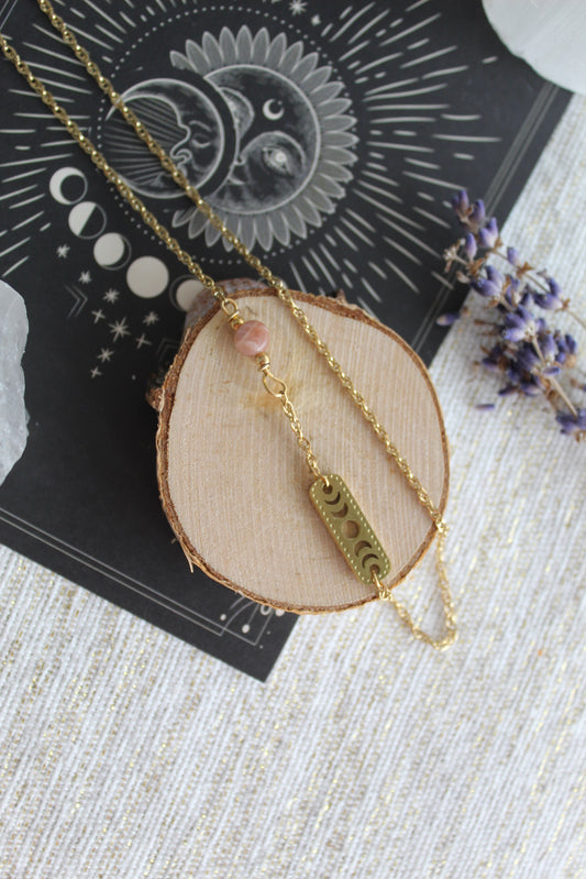 Stardust aura Ketting - nude maansteen