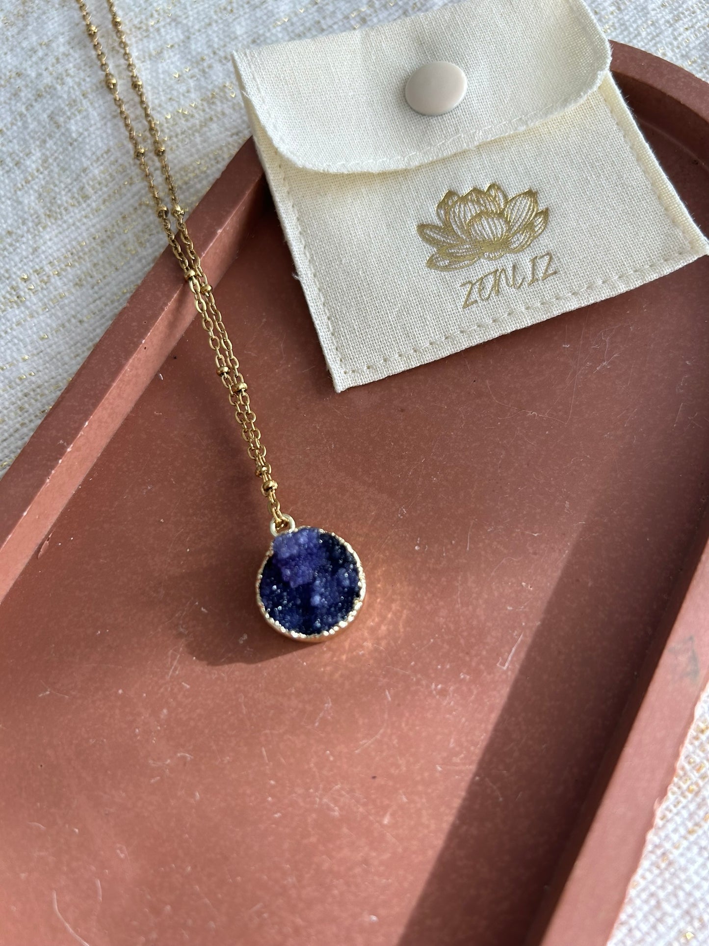 Ketting druzy agaat blauw