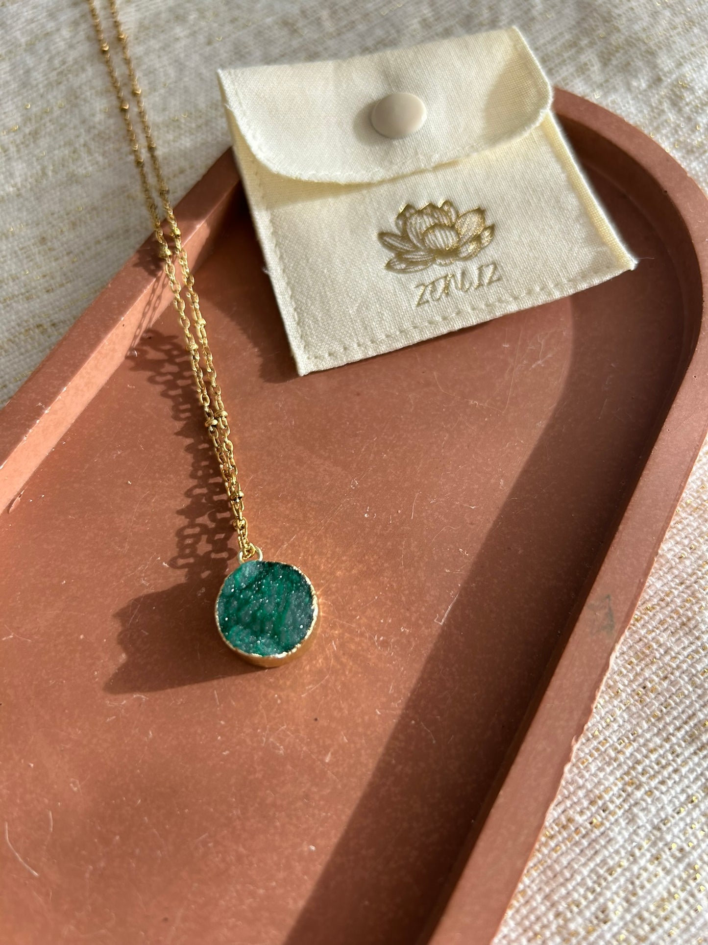 Ketting druzy agaat groen