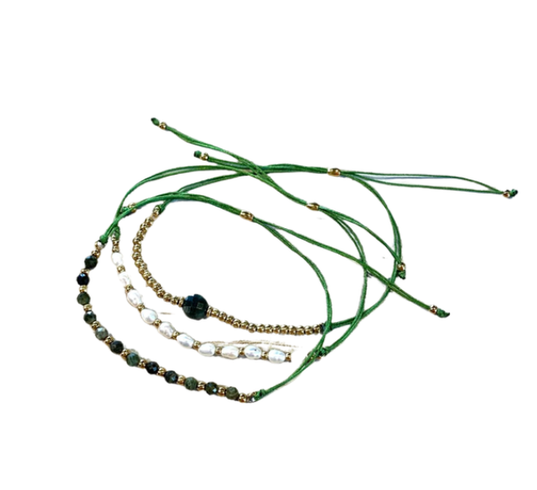 Armband Diya - groene toermalijn (set van 3)